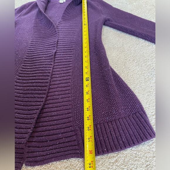 LL Bean Sweater Womens Small Purple Heathered Vintage Knit Long Cardigan Casual - Picture 9 of 11